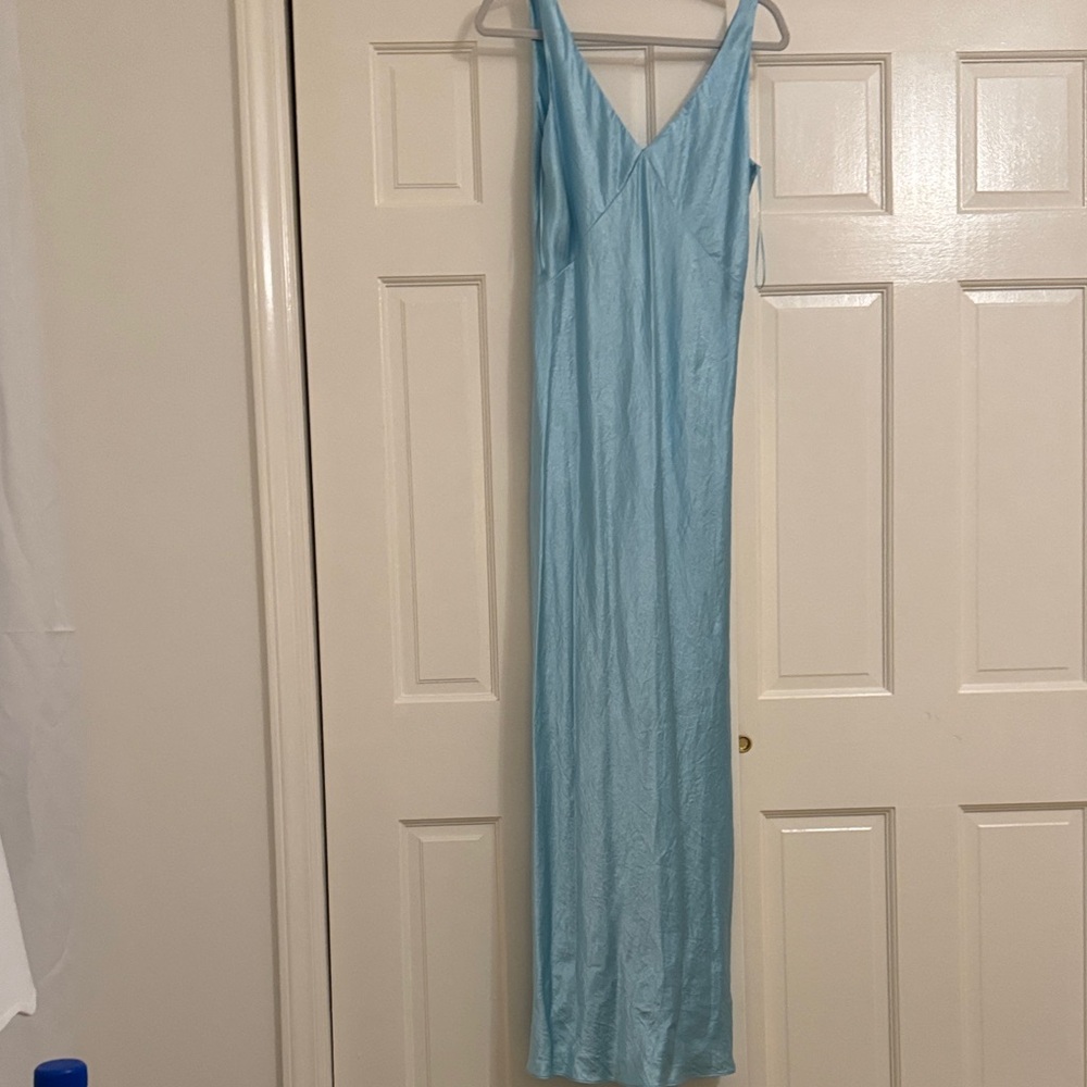 Vince Light Blue Satin Maxi Dress